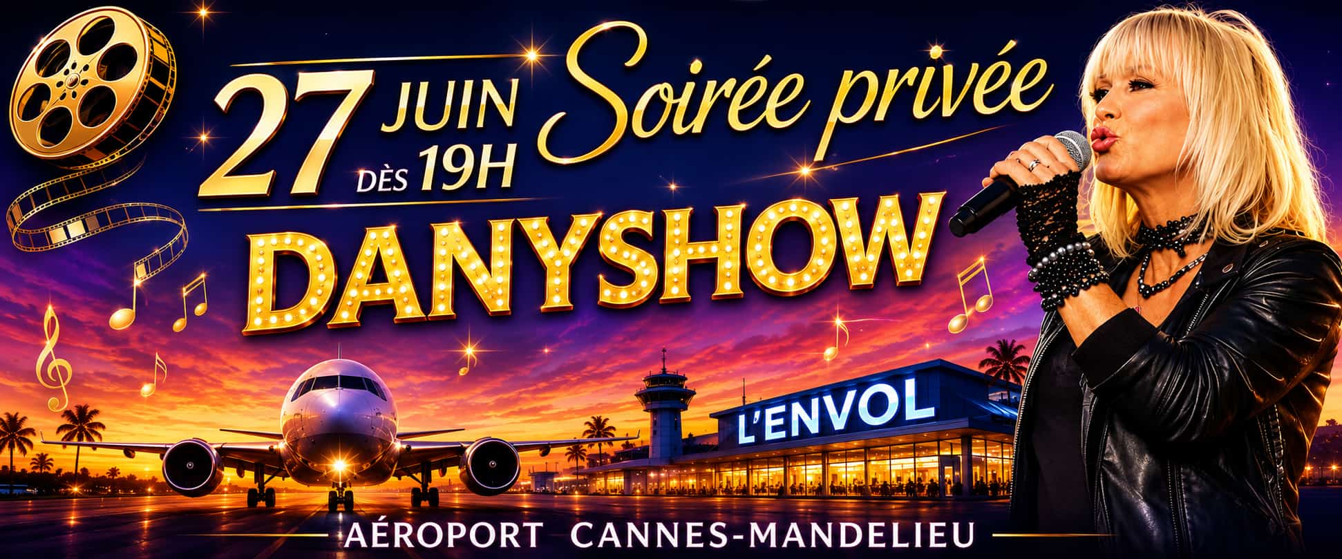Affiche DanyShow — Soirée privée 27 juin dès 19h à L'Envol, Aéroport Cannes-Mandelieu